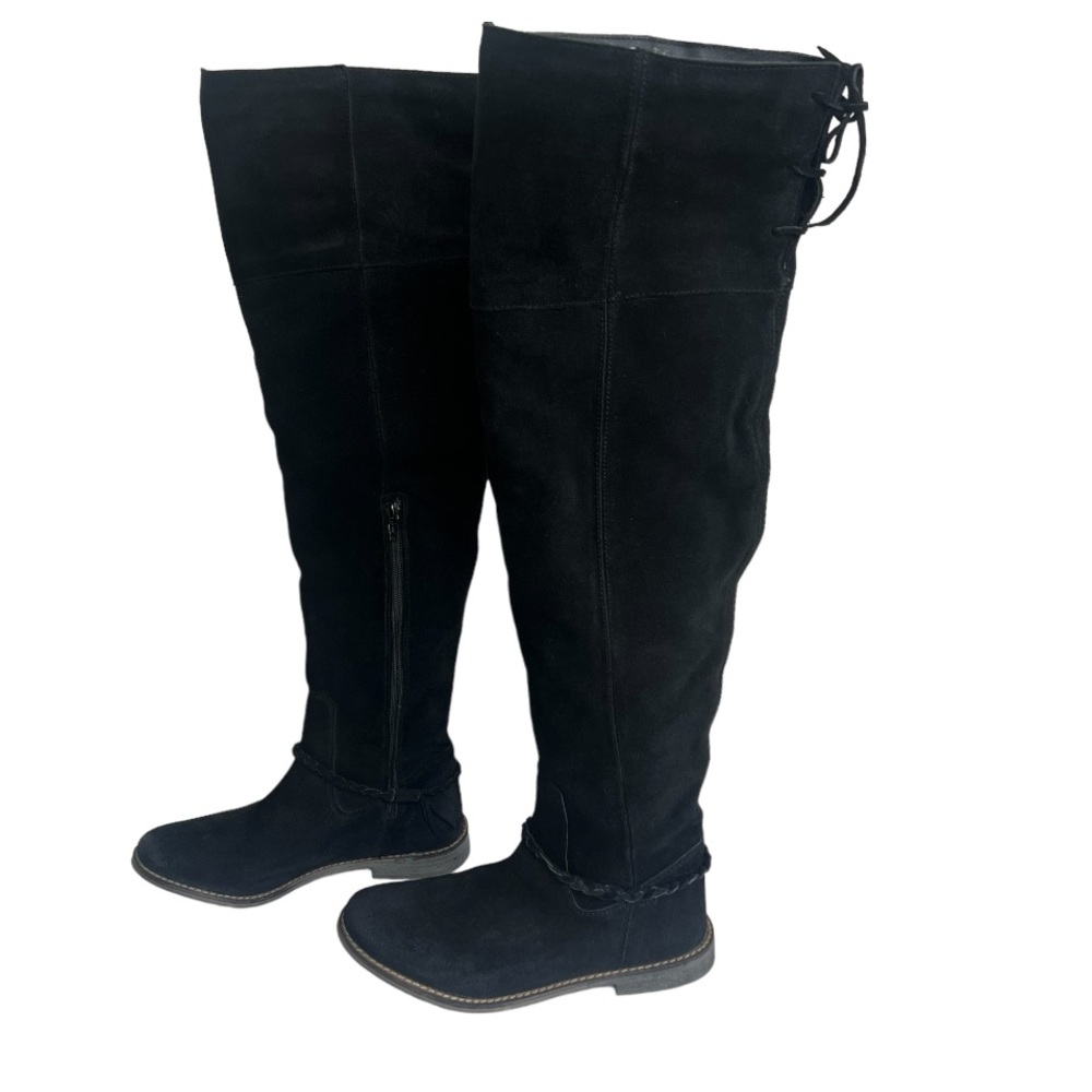 Musse & Cloud Ansley Anthropologie Black Suede Over the Knee Boots Size 8.5